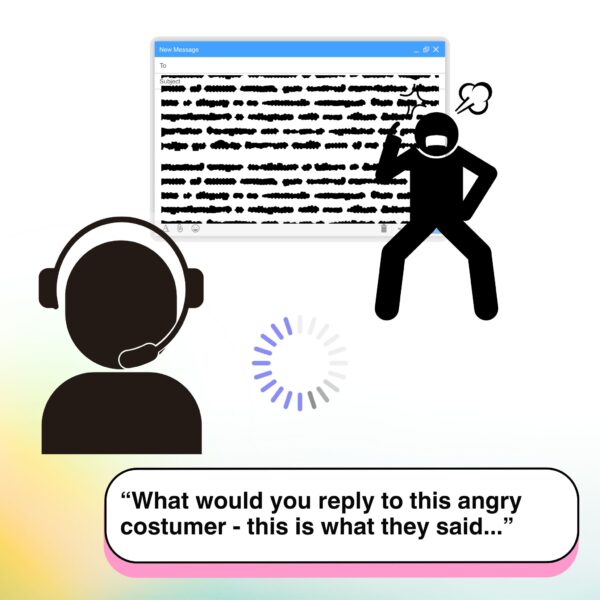 AI prompts for business—customer service agent using AI to draft an empathetic reply to an angry customer.