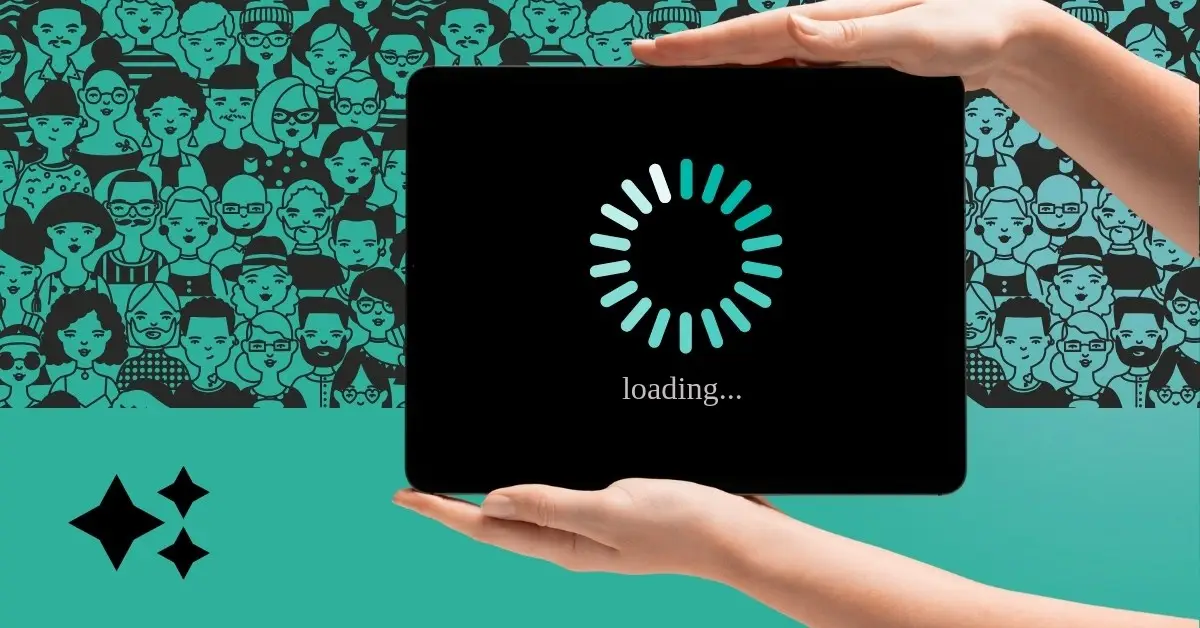 Tablet loading screen symbolizing the adoption of AI tools by diverse marketing agency teams.