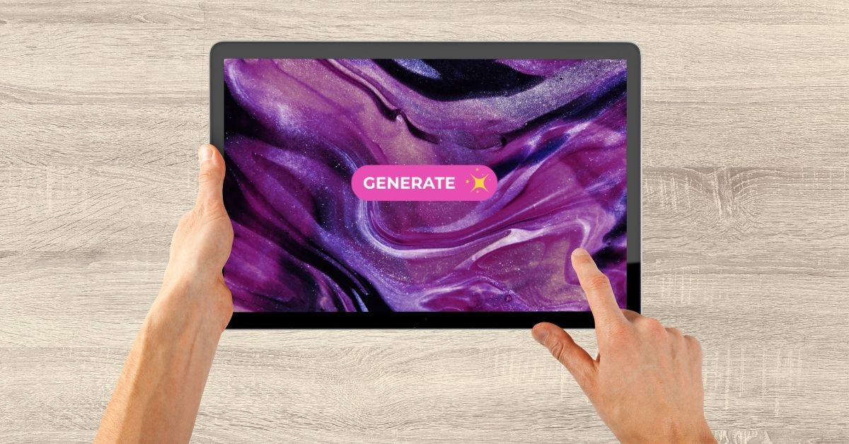 Tablet displaying abstract digital art with a “Generate” button, illustrating Best AI for Art Creation.