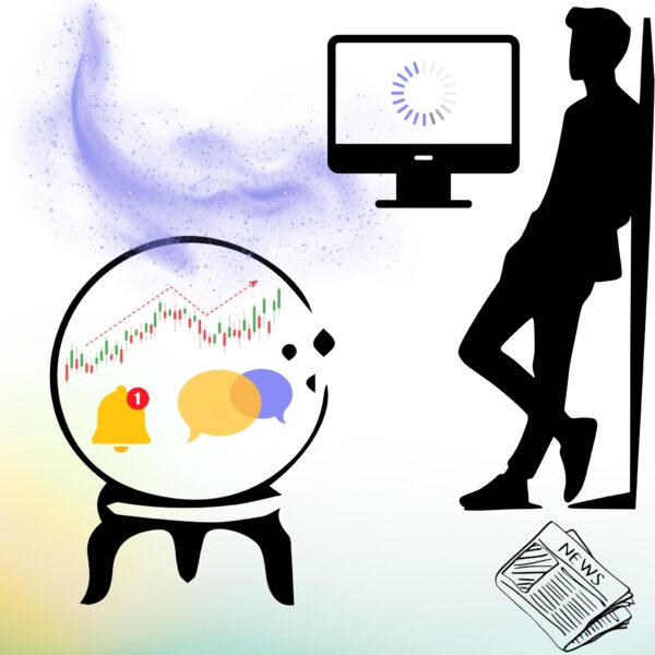 AI for Business Development visual showing a businessperson with digital data, news, and market signals, highlighting AI insights.