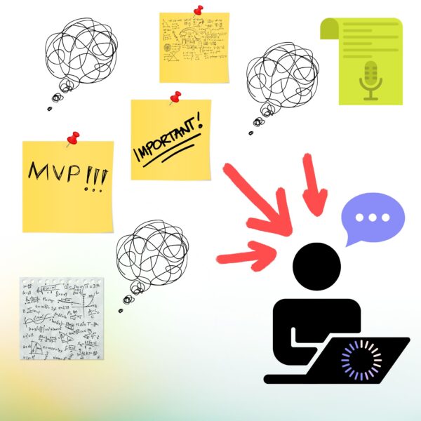 AI-powered assistant organizing scattered notes, ideas, and brainstorming inputs into structured communication, representing AI tools for creative agencies.
