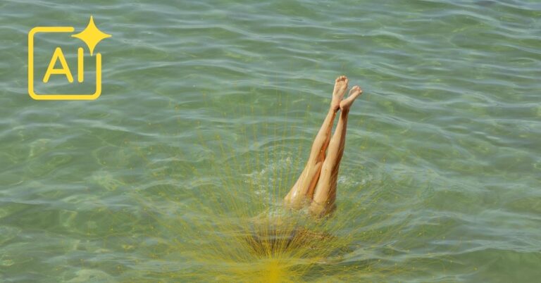 Diving into deep learning – concept visual with AI spark and water splash