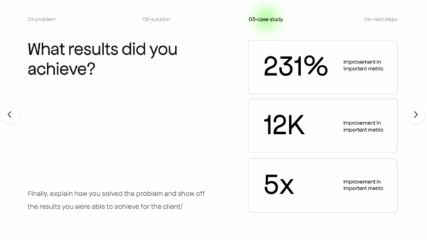 Pitch deck traction slide showing percentage growth, user acquisition, and performance multipliers to highlight business momentum.