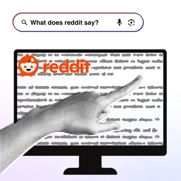 Hand pointing at a computer screen with the Reddit logo, symbolizing real student reviews and recommendations for the best AI for school.