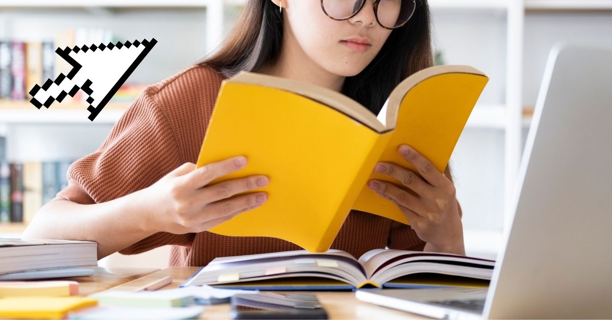 How to study: Student with book, laptop, and notes. Aurora can help.