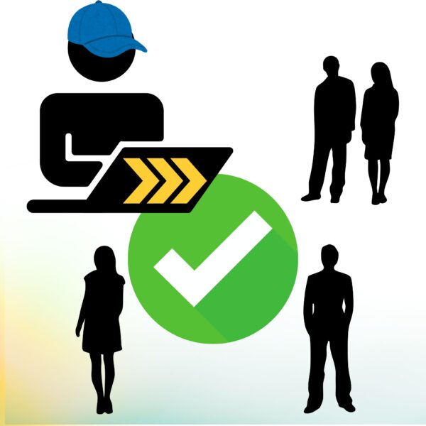 How to retain clients – empowered frontline staff icon with check mark and client silhouettes