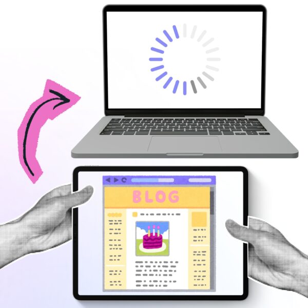 Illustration of turning a blog post into a slide deck, featuring a cake icon to symbolize repurposing content.